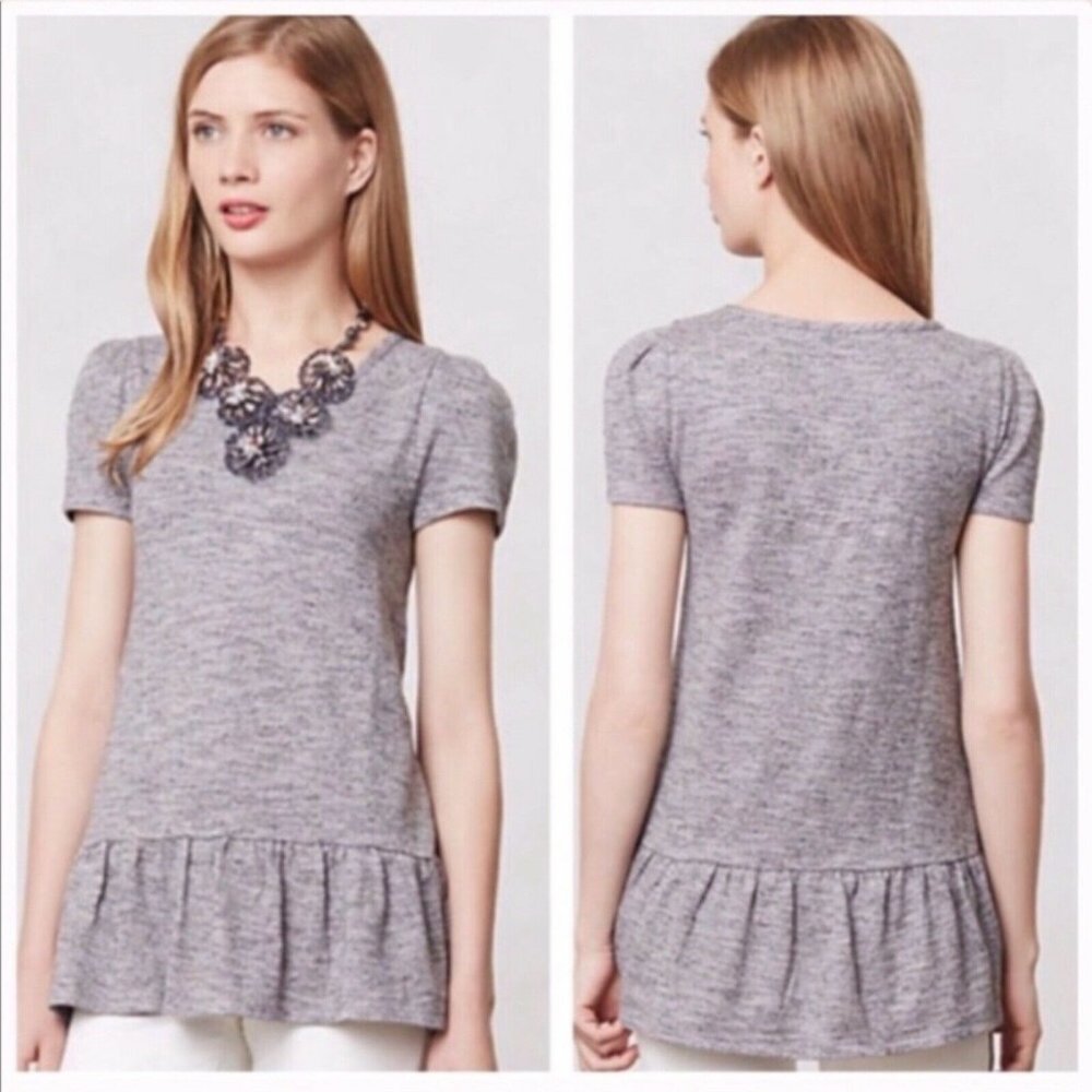 $88 Anthropologie Leifnotes Nora Jersey Peplum Top